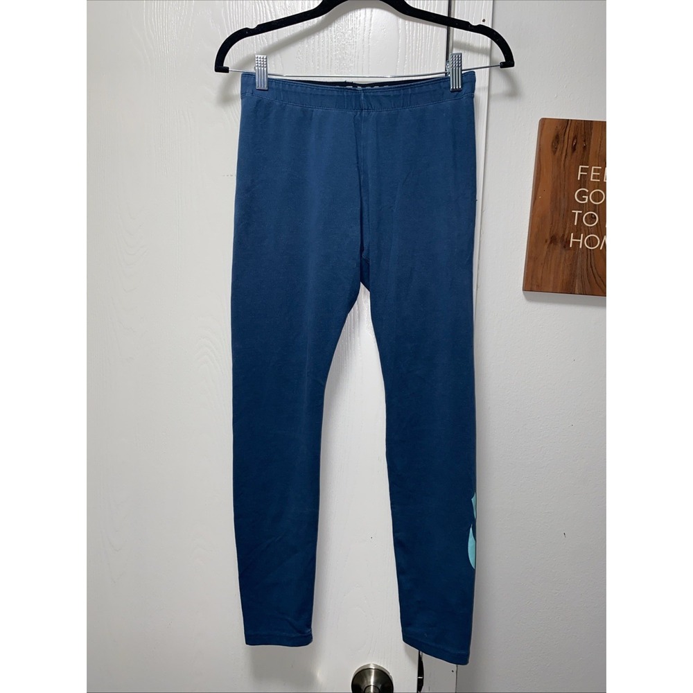 Nike Women's Blue Medium Leggings Roll Top Just Do It Graphic Back Of Leg